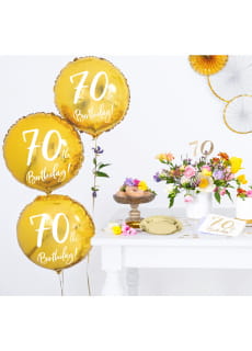 Balon na 70 URODZINY foliowy z�oty 45cm