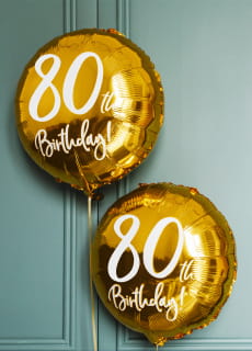 Balon na 80 URODZINY foliowy z�oty 45cm