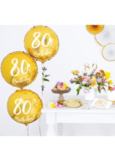 Balon na 80 URODZINY foliowy z�oty 45cm