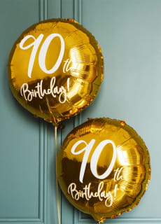 Balon na 90 URODZINY foliowy z�oty 45cm