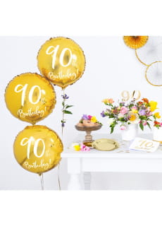 Balon na 90 URODZINY foliowy z�oty 45cm