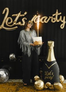 Foliowy balon LETS PARTY butelka z b�belkami balony na imprez� dekoracje na imprez� dekoracje imprezowe balony imprezowe