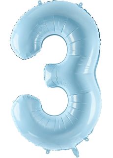 Balon foliowy CYFRA 3 niebieski 86cm