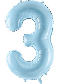 Balon foliowy CYFRA 3 niebieski 86cm