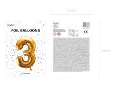Balon foliowy CYFRA 3 z�oty 86cm