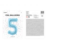 Balon foliowy CYFRA 5 niebieski 86cm