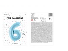 Balon foliowy CYFRA 6 niebieski 86cm