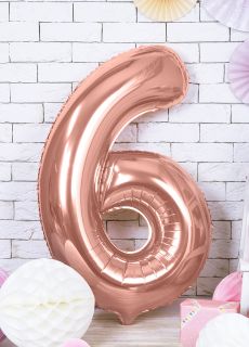 Balon foliowy CYFRA 6 r�owe z�oto 86 cm