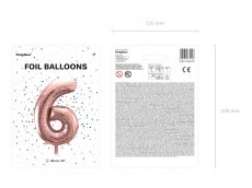 Balon foliowy CYFRA 6 r�owe z�oto 86 cm