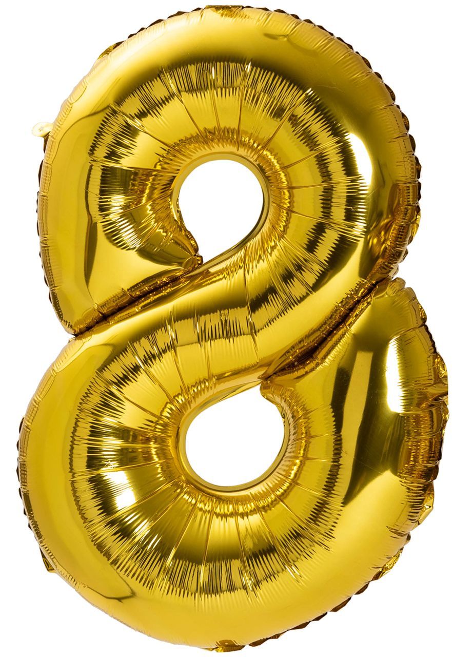 Balon urodzinowy CYFRA 8 - złoty błysk 85cm