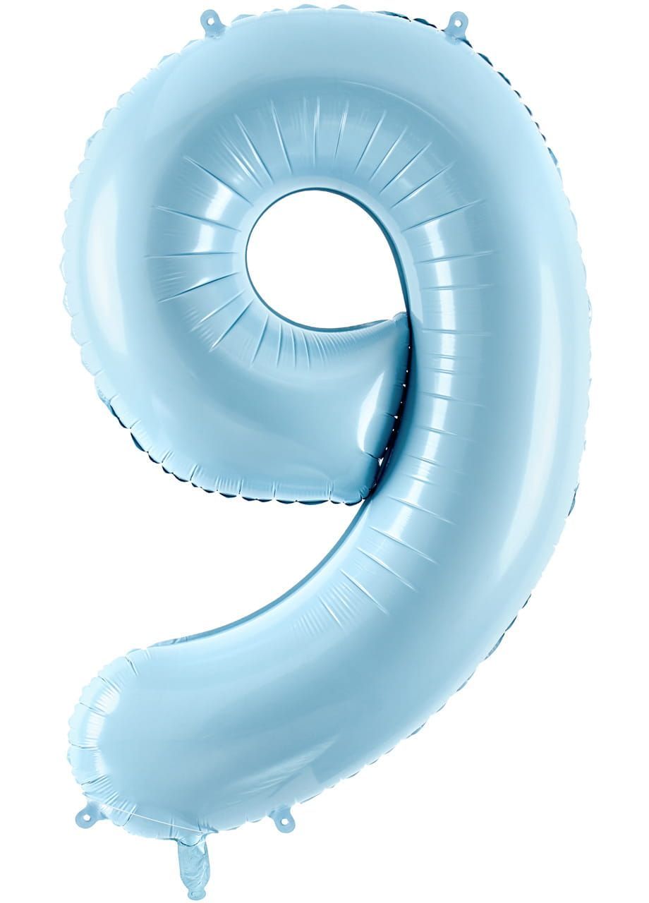 Balon foliowy CYFRA 9 niebieski 86cm