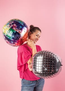 Balon KULA DISCO foliowy dekoracja na sylwestra dekoracja sylwestrowa balon srebrny balon disco