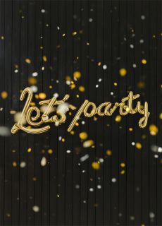 Z�oty balon napis LETS PARTY 2,3 m dekoracje na imprez� balony na imprez� dekoracje imprezowe