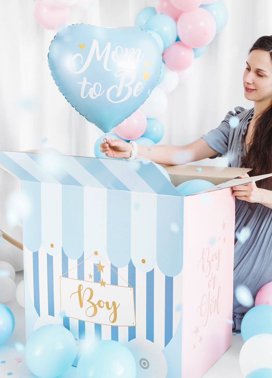 Balon foliowy na baby shower MOM TO BE niebieski