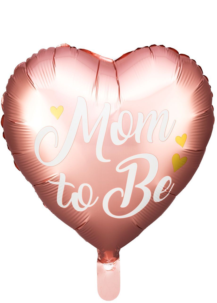 Foliowy balon na baby shower MOM TO BE serce różowe złoto