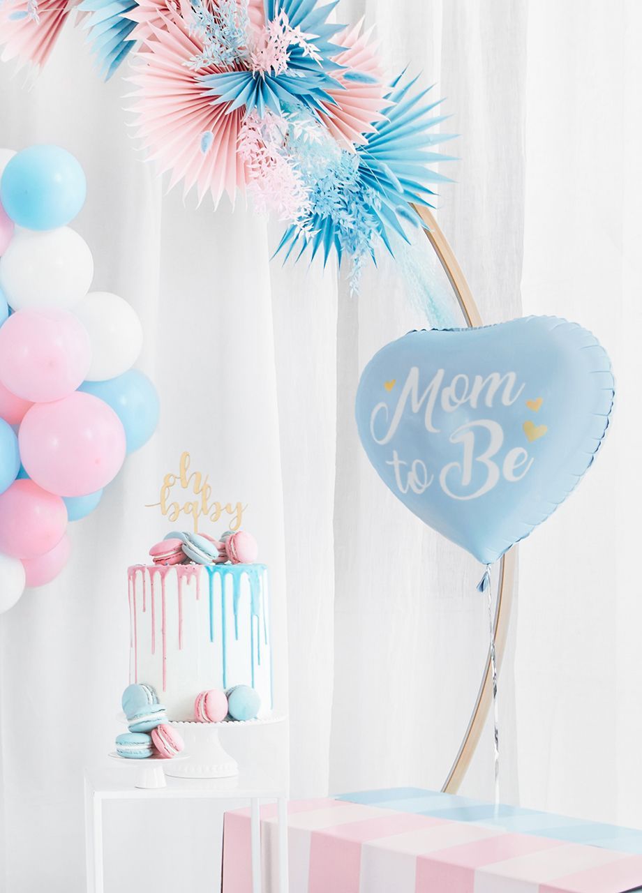Balon foliowy na baby shower MOM TO BE niebieski