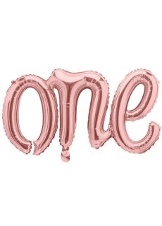Balon foliowy napis ONE r�owe z�oto 66x37cm