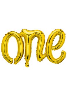 Balon foliowy napis ONE z�oty 66x37cm
