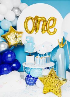 Balon foliowy napis ONE z�oty 66x37cm