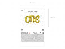 Balon foliowy napis ONE z�oty 66x37cm
