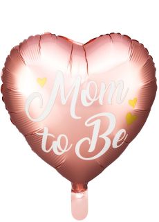 Foliowy balon na baby shower MOM TO BE serce rowe zoto