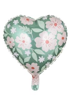 Foliowy balon SERCE w kwiaty (1szt.)