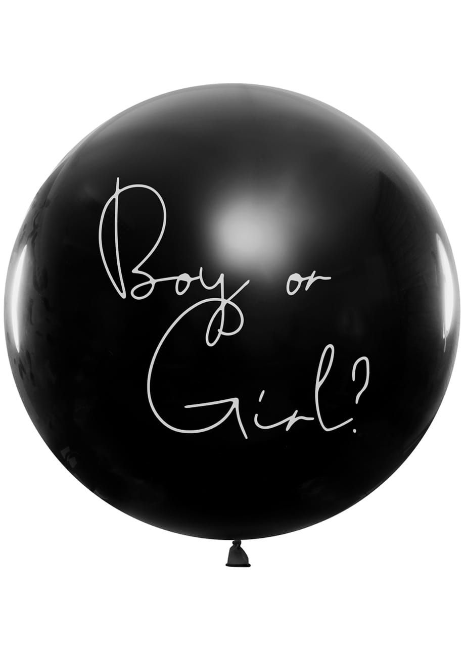 Balon gender reveal BOY OR GIRL z rowym konfetti 1m