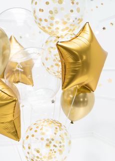 Balon transparentny z konfetti zotym KULA 40cm