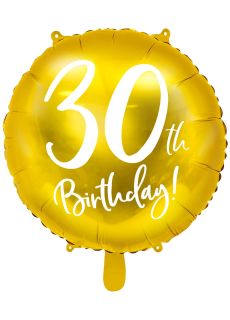 Balon na 30 URODZINY foliowy z�oty 45cm dekoracja na 30 urodziny gad�et na 30 urodziny dekoracja urodzinowa