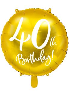 Balon na 40 URODZINY foliowy z�oty 45cm