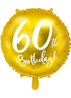 Balon na 60 URODZINY foliowy z�oty 45cm