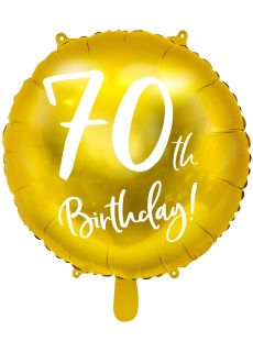 Balon na 70 URODZINY foliowy z�oty 45cm