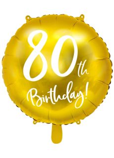 Balon na 80 URODZINY foliowy z�oty 45cm
