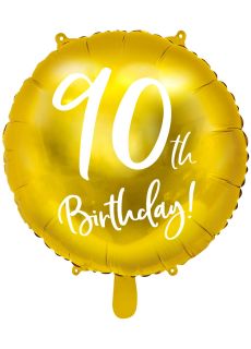 Balon na 90 URODZINY foliowy z�oty 45cm