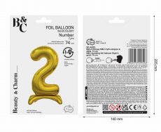 Balon STOJ�CY cyfra 2 balon na urodziny balon foliowy dekoracja urodzinowa balon cyfra 2