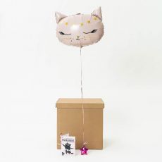 Balon w pude�ku + kartka z kotkiem PREZENT DLA DZIEWCZYNKI