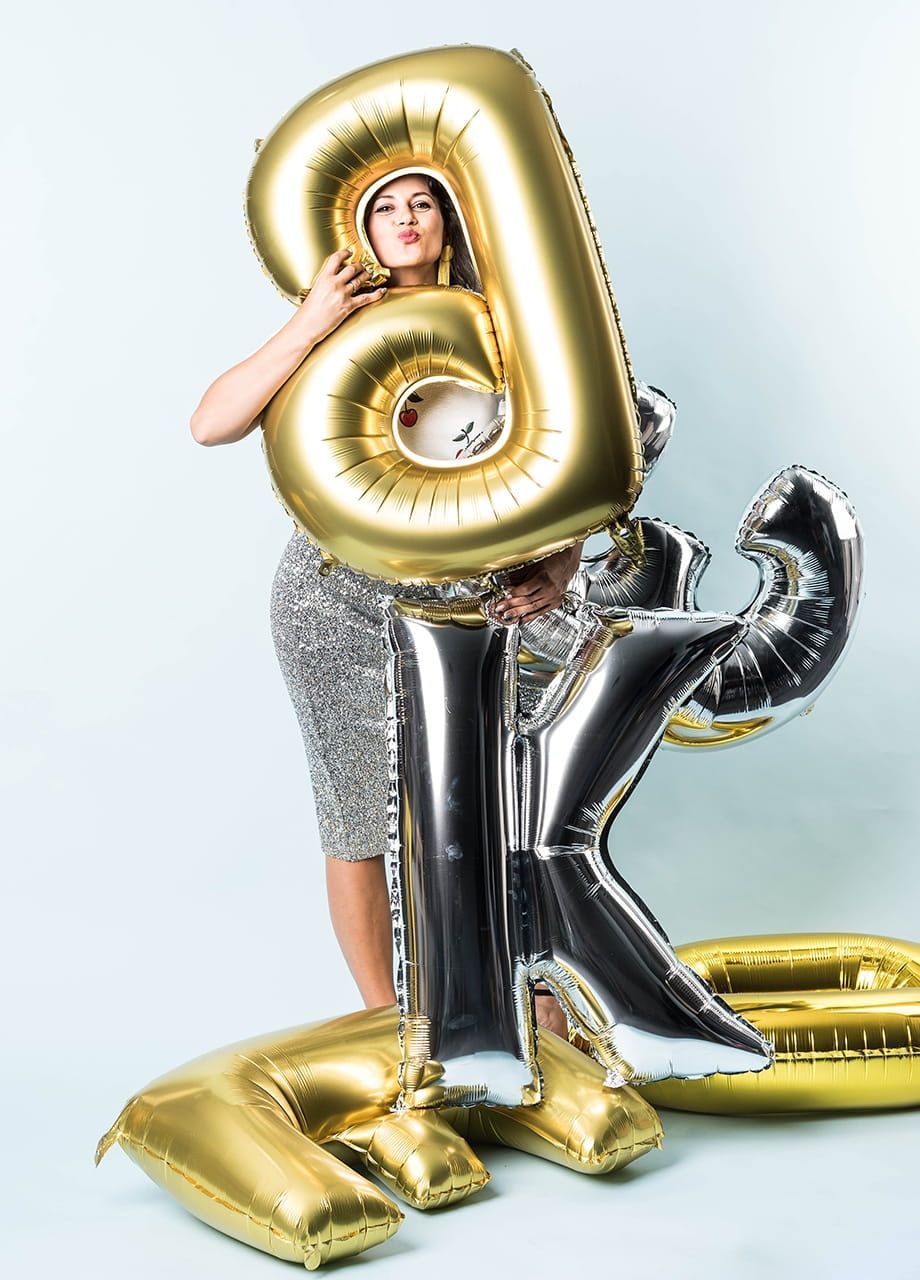 Balon urodzinowy CYFRA 4 złoty 85cm