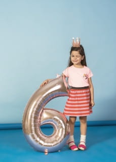 Balon foliowy CYFRA 6 r�owe z�oto 86cm