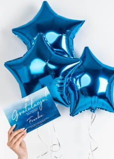 Balon foliowy GWIAZDA metaliczny niebieski 48cm