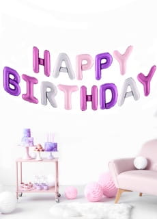 Balony litery napis HAPPY BIRTHDAY rowy