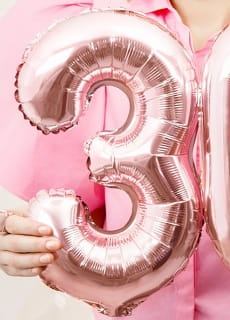 Balon foliowy na powietrze CYFRA 3 rose gold