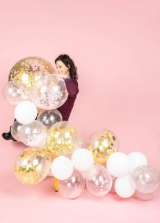 Balon z KONFETTI r�owym gigant 50cm