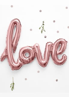 Balon na powietrze napis LOVE rowe zoto