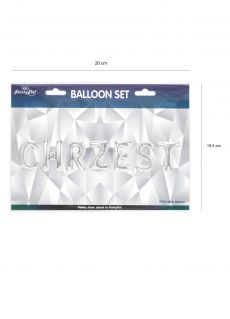 Balony CHRZEST napis srebrny
