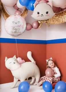 Foliowy balon KOTEK z kokard� 50x60 cm balon na roczek balon na baby shower dekoracja sali dekoracja na roczek