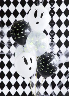 Balony halloweenowe BOO! balony �wiec�ce w �wietle UV (3szt.) balony na halloween