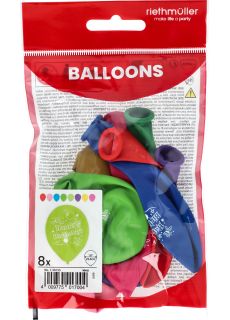 Balony HAPPY BIRTHDAY 8 szt. 