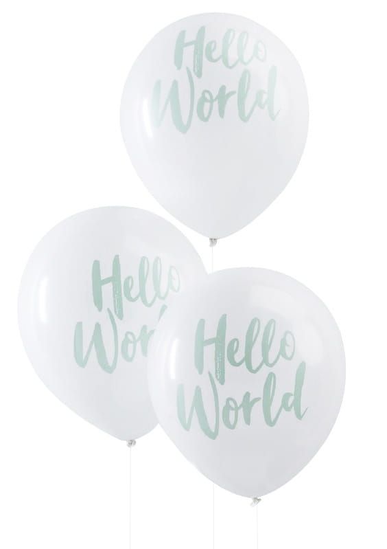Balony baby shower HELLO WORLD 30cm