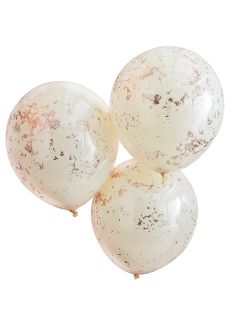 Kremowe balony KONFETTI rose gold (3szt.)