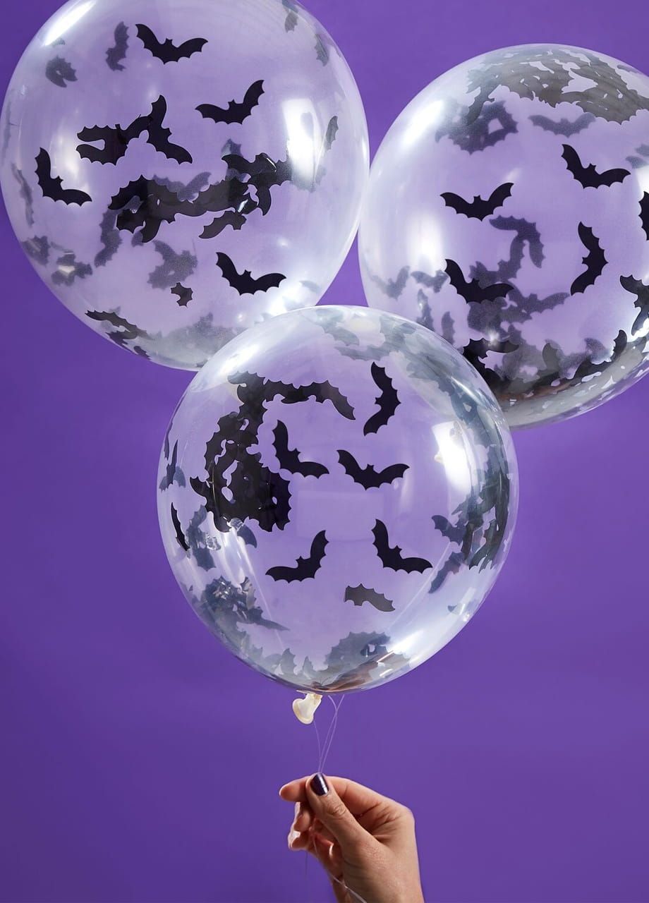 Balony na Halloween LET'S GET BATTY balony z konfetti (5szt.)
